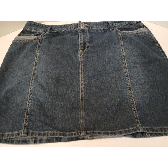 CJ & Banks Mini Denim Blue Jean Skirt Stretch Under Shorts Womens Plus 20 - Picture 2 of 16